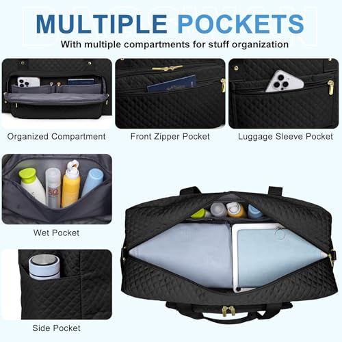 Large Weekender Travel Duffle Bag - With Shoe Compartment Weekender Bags for Womens Carry on Overnight Bag with Toiletry Bag Gym Duffel Bags with Wet Pocket Hospital Bags for Women Labor and Delivery4