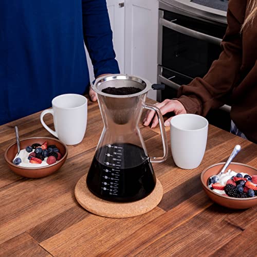 Image of London Sip Glass Pour Over Coffee Carafe Coffee Maker with Reusable Stainless Steel Filter, Ergonomic Handle, and Easy-Pour Spout, 8-Cup (1200 mL)