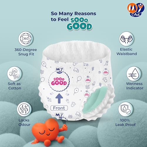 Image of SOOO GOOD Baby Diaper Pants With Aloe Lotion & Wetness Indicator | Soft & Comfortable | Fast Absorption, Rash-Free, Leak-Proof (Size-L, 9 to 14 kg, 30 Counts, Pack of 1)