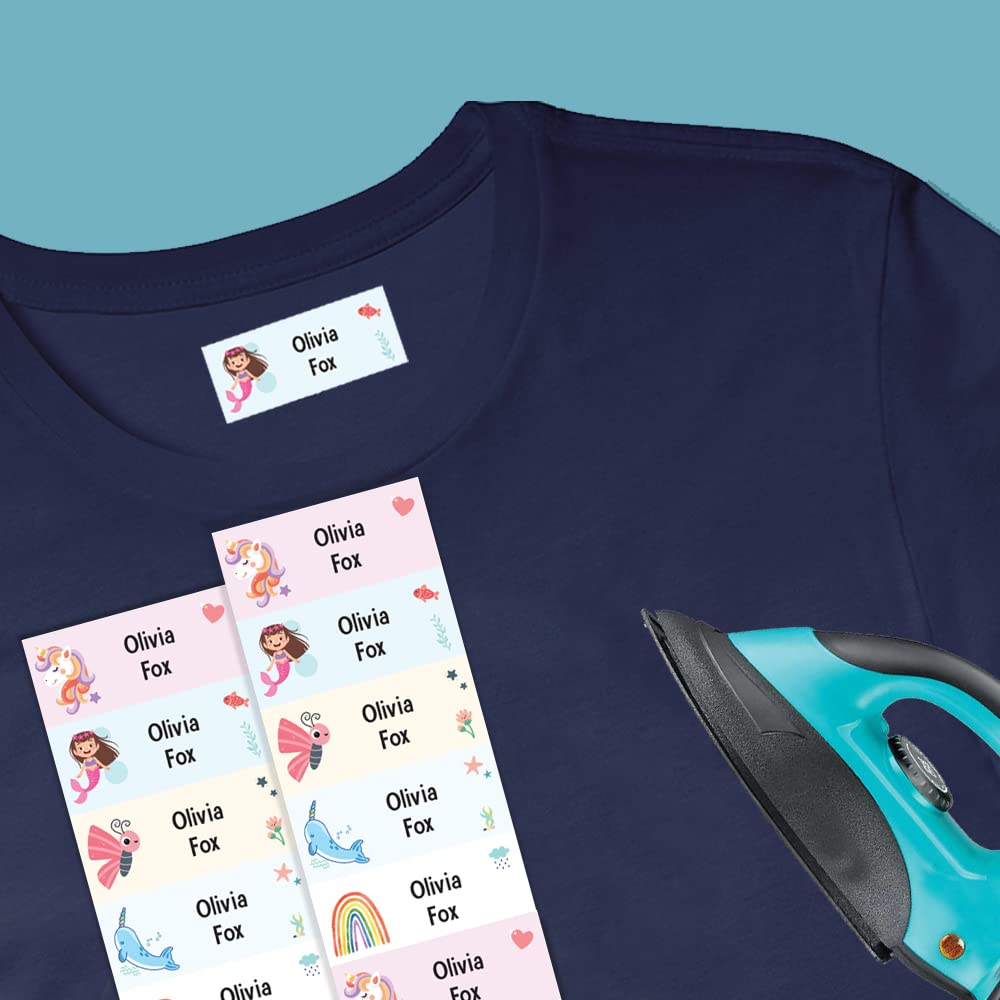 40 x Fantasy Name Tags for Clothes (37 x 15 mm) Waterproof Iron on Name Labels for Clothes Labels for Kids Day Cares Papa Prints®