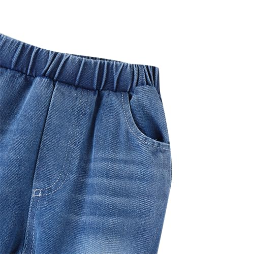 Girls Trendy Cute Bow ????ootcut Jeans Elastic Waist Wide Leg Flare Denim Pants Skinny Slim Bell-Bottoms Jeans (Black, 4Y)