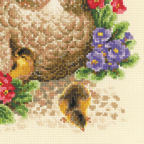 Image of RIOLIS - Hen 1480, Animals Cross Stitch Kits 11,81 inch x11,81, Cross Stitch Kits for Beginners & Advanced, Crossstitching Kits Adult, Counted Stitching Kits, Embroidery Kit