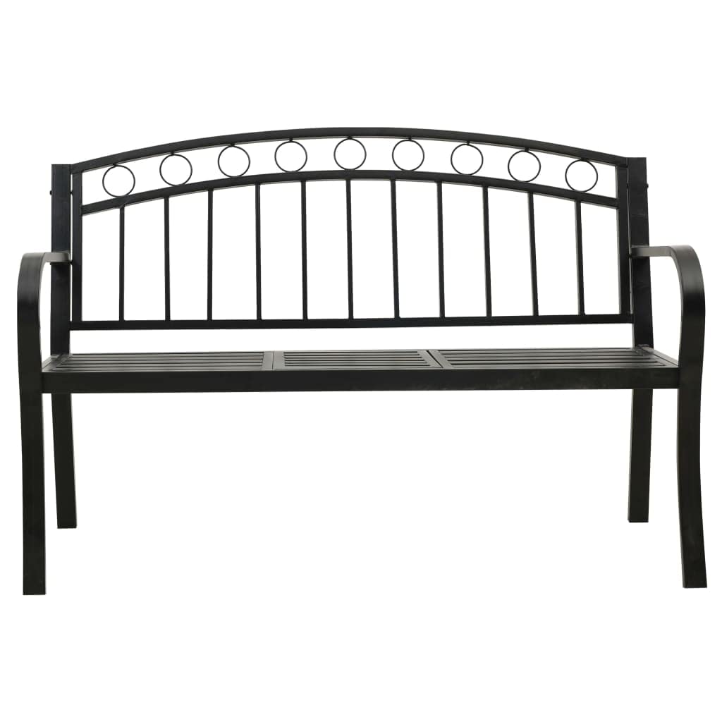 Gartenbank mit integriertem Tisch 120 cm Schwarz pulverbeschichteter Stahl Modernes Design Robust und langlebig für Garten Balkon und Campingplatz