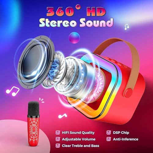 Image of K12 LED Karaoke Machine for Kids with Wireless Microphone Portable Bluetooth Speaker 5W Output Type C Charging TF Card USB Support Mini Singing Toy for Boys Girls (Model 5)