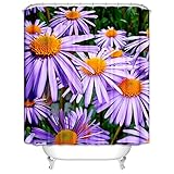 ANAZOZ Rideau de Douche Daisies Mauve Fleur Imperméable Rideau de Baignoire Anti Moisissure Taille 150x180CM