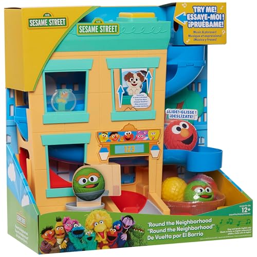 Sesame Street 'Round the Neighborhood 4-Piece Ball Drop Playset and Figures, Sounds and Phrases, Kids Toys for Ages 12 Month by Just Play