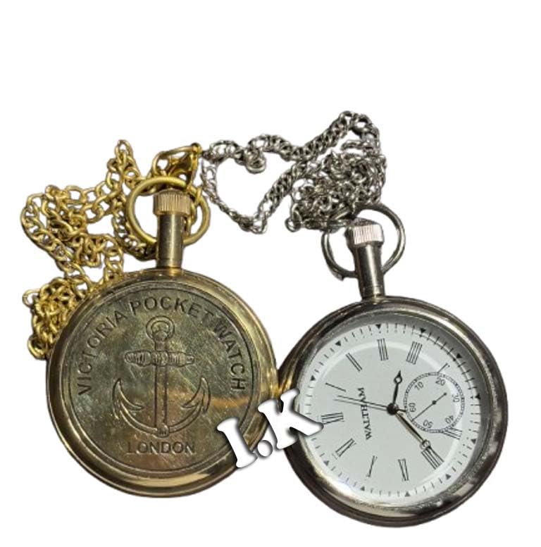 Nautical Antique Brass Pocket Watch with Chain Maritime Vintage Pocket Watch Gift-image-39