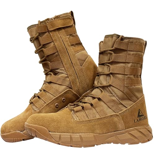 LAHORS Lightweight Military Tactical Combat Boots Men Outdoor Hiking Desert Army Boots Breathable...