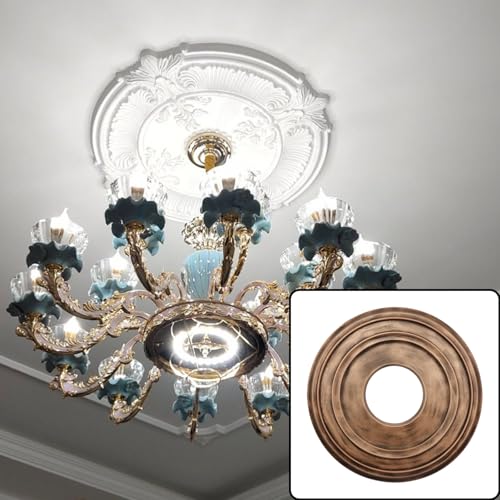 Image of HEVSTIL Bronze Ceiling Medallion 12 inchOD x 3.94 inchID, Modern PU Light Cover | PU material, bronze finish, 12 inch OD, 3.94 inch ID, lightweight, for chandeliers, ceiling fans, simple modern design