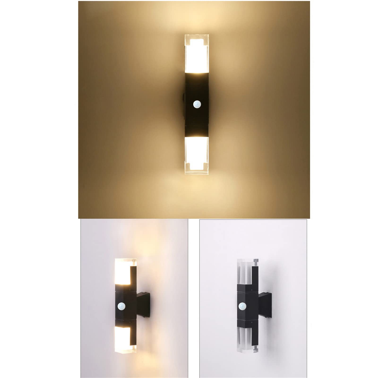 LED Wandleuchte Außen/Innen mit Bewegungsmelder IP65 Außenlampe Sensor Induktion Außenbeleuchtung Wand Alu Außenwandleuchte 24W Schwarz Rechteck Wandlampe Veranda Garage Balkon Flur (Kaltweiss 6000K)