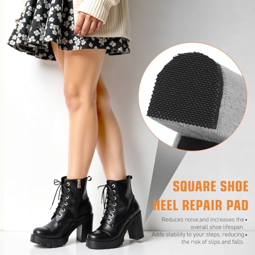 Image of High Heels Patches, Rubber Boot Replacement Square Sole Repair Tips Anti Caps Tread Pad Non Slip Protectors