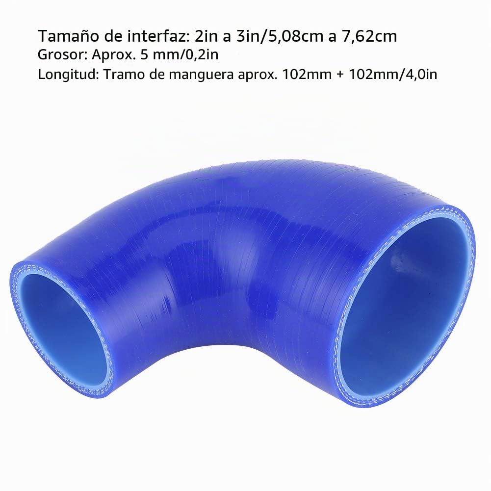 Acoplador reductor de codo de 90 grados Manguera de silicona de 4 capas de 2 a 3 pulgadas para tubo de tubo de intercooler de admisión Turbo