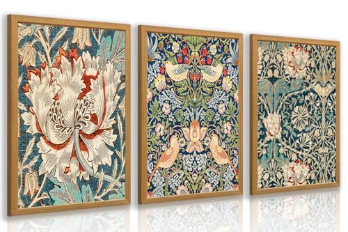 FASWQ Wood Framed William Morris Wall Art, Nouveau Vintage Botanical