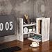 MyGift Adjustable Whitewashed Solid Wood Desktop Storage Organizer Display Shelf Book Rack, Office Desk Bookshelf