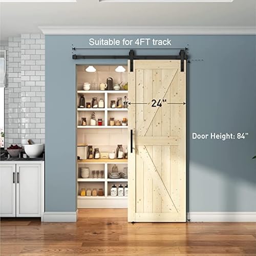 Winsoon 24In X 84In Barn Door With 4Ft Sliding Barn Door Hardware Kit,Diy Unfinished Spruce Wood Barn Doors, Easy To Assemble, Natural, K-Frame Door,J Shape Hanger… #TOP5