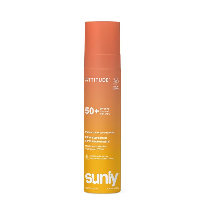 BIO SPECTRA ATTITUDE Loção protetora solar mineral corporal FPS 50, óxido de zinco não nano, fragrância Tropical Coco, 85 g