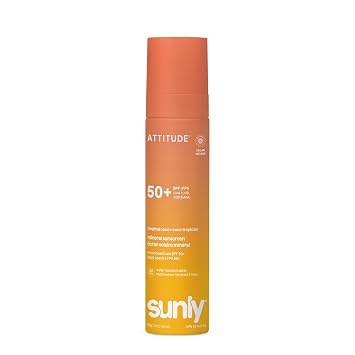 ATTITUDE Mineral Sunscreen Spray SPF 50+, Zinc Oxide, Tropical Coco, 3 Oz