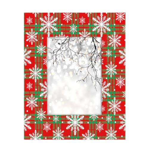 cfpolar 5x7 Picture Frame, Xmas Christmas Snowflakes Wooden Photo Frame