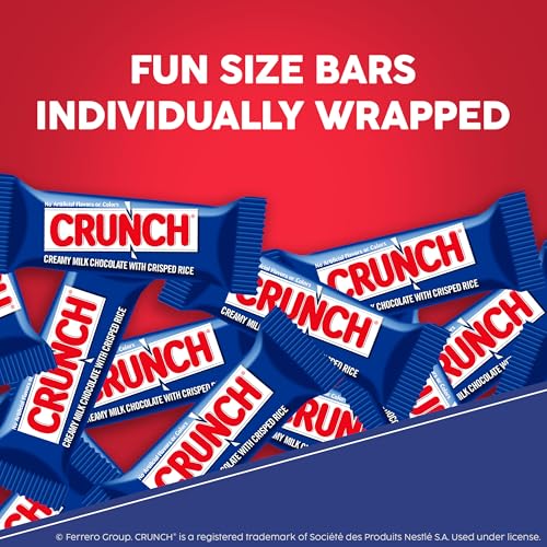 CRUNCH Milk Chocolate and Crisped Rice, Fun Size Candy Bars, 12 Bags, 10 oz Each Bag