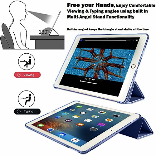 Image of DuraSafe Cases iPad Air 1 2013 9.7 Inch [ Air 1st Gen ] A1474 A1475 A1476 MD785HN /A MD788HN /A MD786HN /A MD789HN /A Trifold Hard Smart PC Back Cover - Navy Blue