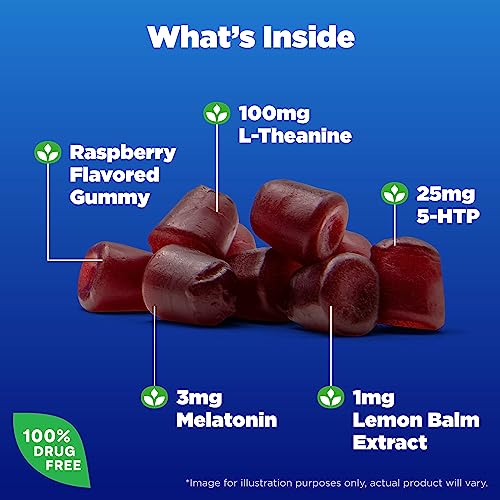 Natrol Relax+ Night Calm Daily Stress Relief Gummies, Berry Flavored Dietary Supplement, Drug Free, 50 Gummies (Packaging May Vary) #TOP4