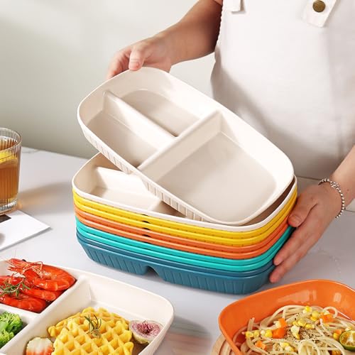 Image of Reusable & Unbreakable Food Tray for Parties, Family Gatherings, and Holidays Dinner Dishes Great for Sushi, Snacks, Cake, Meat & Appetizers, Cake Fruits Salad Cupcake (Beige, Pack of 4)
