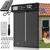 Grande Porte Automatique Poulailler Solaire en Alliage d’Aluminium, avec Télécommande, Capteur de Lumière, Minuterie, Sécurité Anti-Pincement, IP65 Étanche, Chargement Solaire ou Batterie, Écran LCD