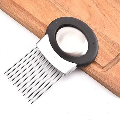 All-in-One Onion Holder with Odor Remover,Stainless Steel Cutting Kitchen Gadget Slicing Tools,Cumber Chopper Sliver with Soap,Steel Fork for Slicing,Vegetable Potato,Tomato,Lemon
