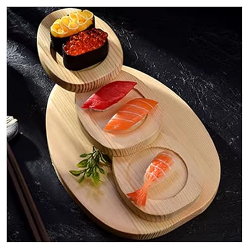 Plateau de service à sushis en bois - Style escalier - Présentoir à sushis pour collations, salades et pâtisseries