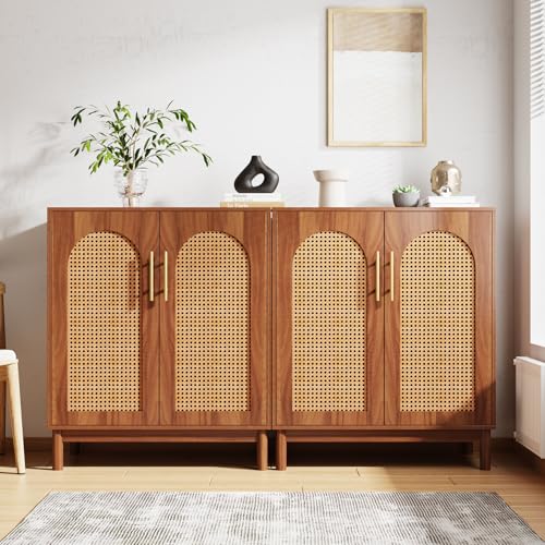 Tribesigns Set of 2 Rattan Sideboard Buffet with Storage, 59