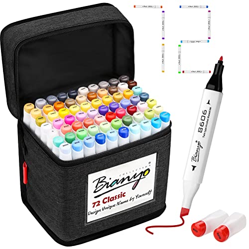Black Friday 🔥 Bianyo Classic Series Alcohol-Based Dual Tip Art Markers (Set of 72, Black Travel Case with a Designable Card)