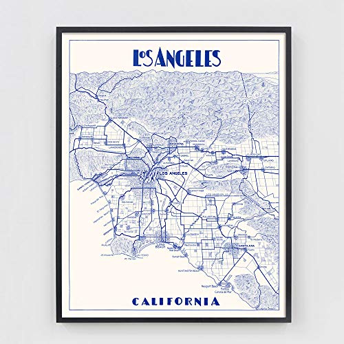 Vintage Los Angeles Map Print | City Print | La City Map And Neighborhood Print Unframed 8 X 10, 11 X 14, 16 X 20, 24 X 30 #TOP2