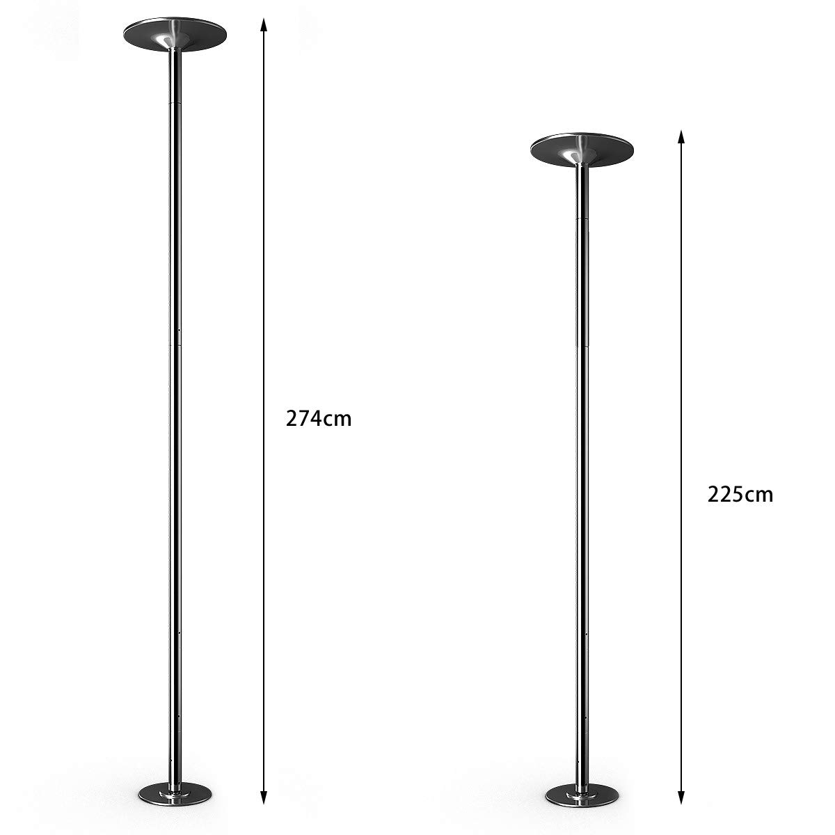 GYMAX Barra de baile profesional 200 kg 45 mm acero inoxidable giratoria estática altura regulable