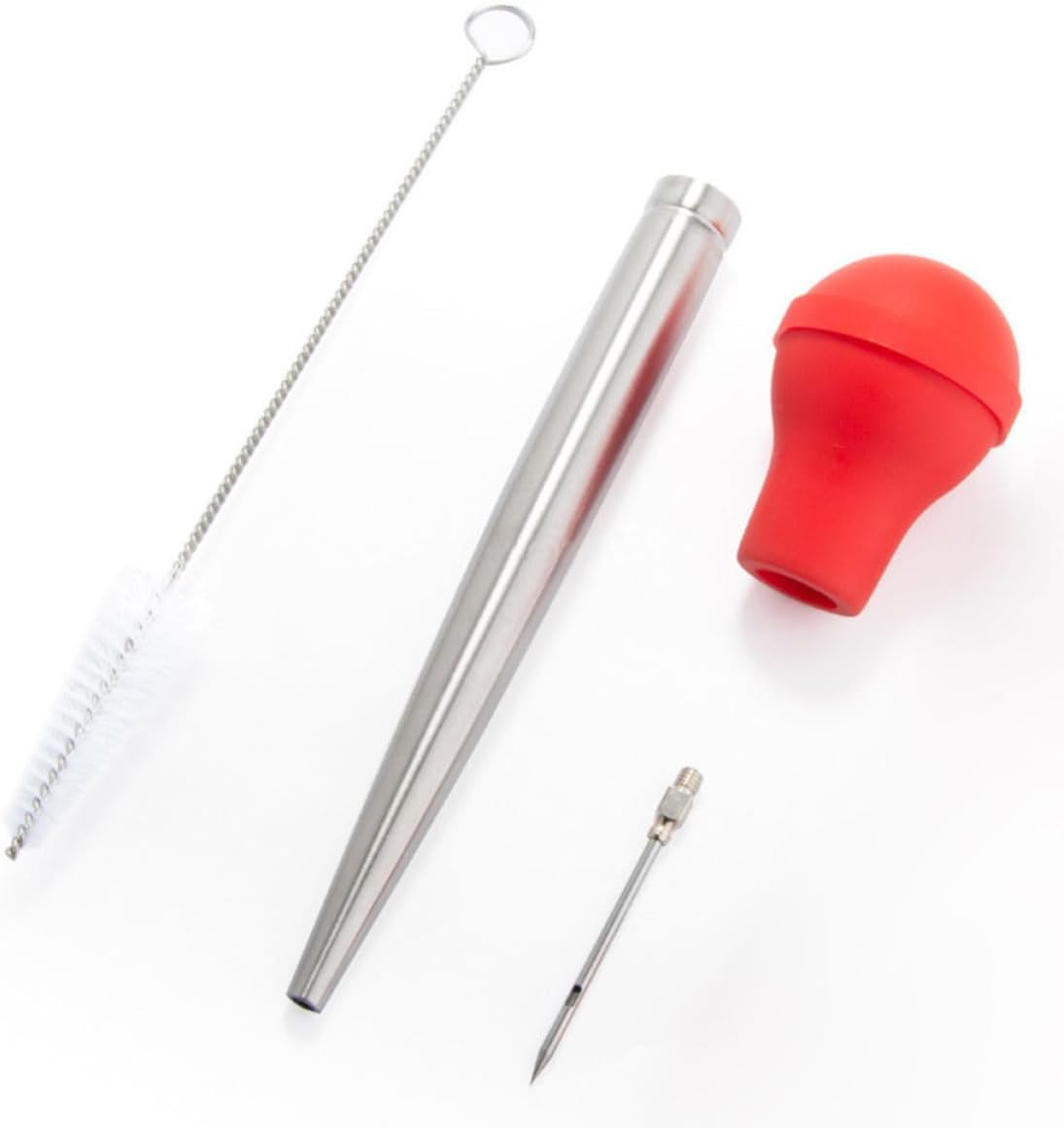 SEWACC Turkey Baster and Removing Juices Seasoning Pump with Silicone and Stainless Steel, Injecting Marinade Flavor Includes Cleaning Brush for Beef and Meat for Kitchen and Restaurant