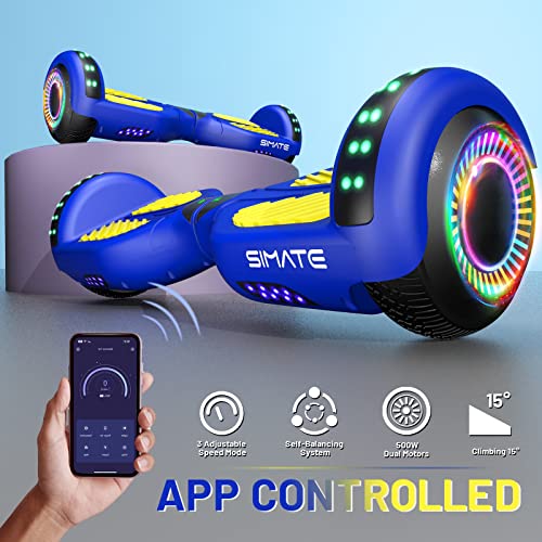 Image of SIMATE Hoverboard, Bluetooth All Terrain Hover Boards with LED Lights and APP Control, Gifts for Kids Adults Girls Boys, for All Ages