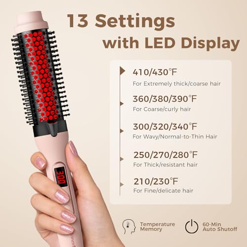 Image of Infrared Thermal Brush, Dual Voltage Heated Round Brush, Powder Pink