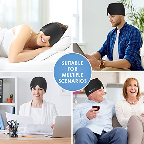 Igoheals Cold Head Cap, Ice Head Hat, Compressed Ice Head Wrap Wearable Comfortable &Strechable-Black #TOP3