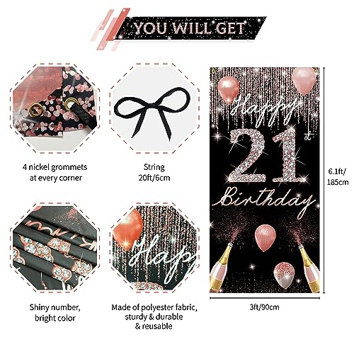 PHXEY 21st Birthday Decor - Rose Gold Door Banner, Party Yard Sign & Photo Booth Props - Fabric, Sturdy by PHXEY - Image 2