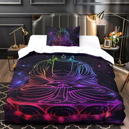 Ensemble de literie Bouddha 135x200 microfibre anti-transpiration avec housse de couette et taie