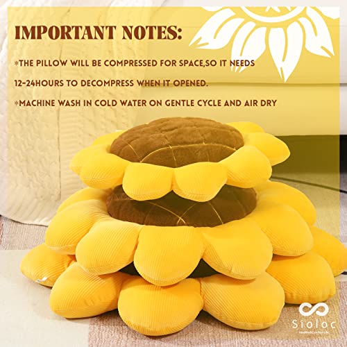Sioloc Sunflower Throw Pillow,Flower Shaped Pillows Floor Pillow Seating Cushion,Seating Cushion,Cute Room Decor & Plush Pillow For Bedroom Sofa Chair(Yellow, 23.6'') #TOP5