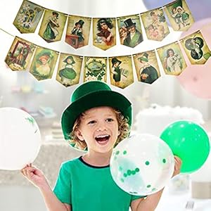 Haimimall St Patricks Day Banner 15pcs Lucky Shamrock St Patricks Day Sign for Holiday Home Decor