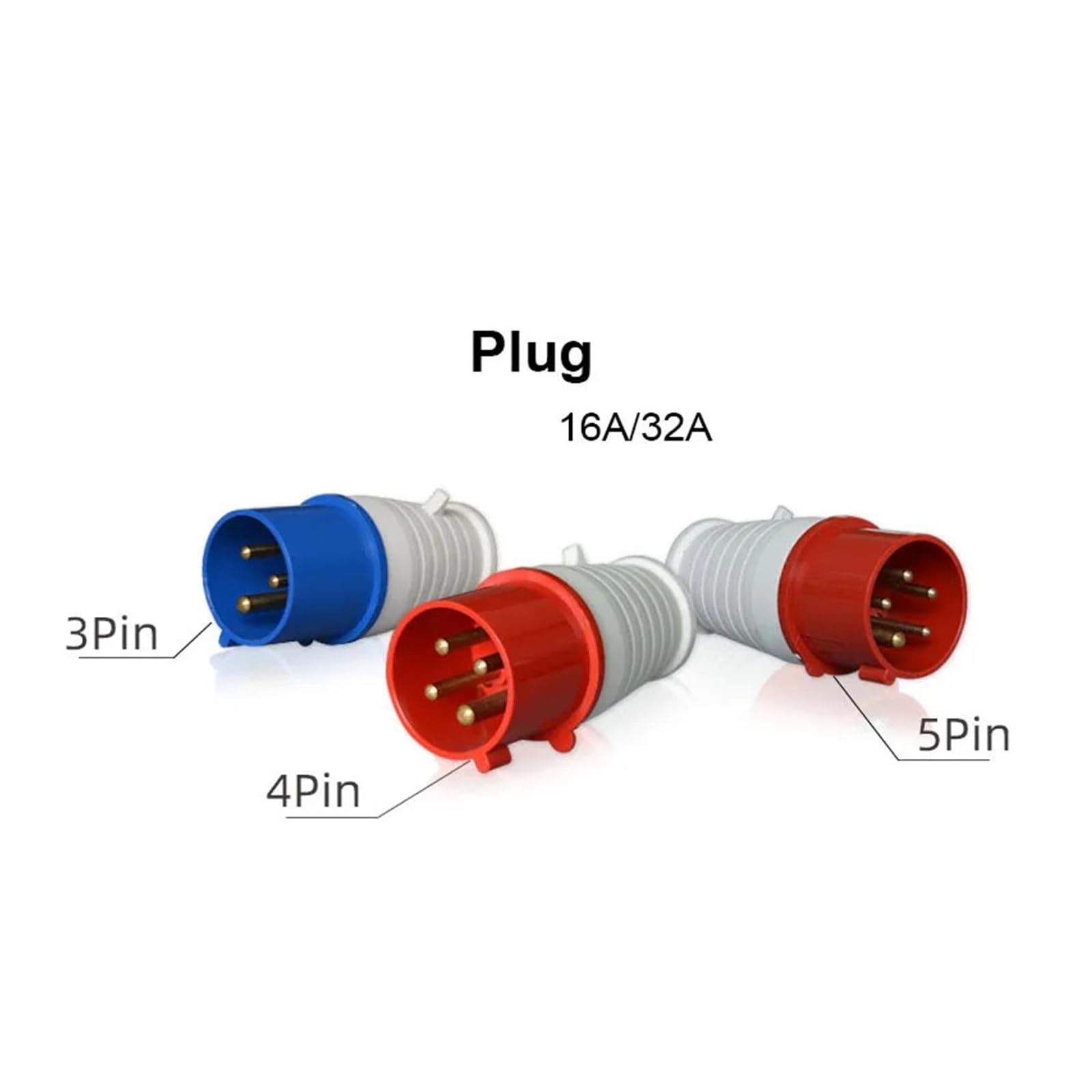 Conector industrial de 3 pines, 4 pines y 5 pines, macho y hembra, 16 orificios, 32 A, panel de toma de pared, 220 V/380 V(32A,4Pin,Plug)