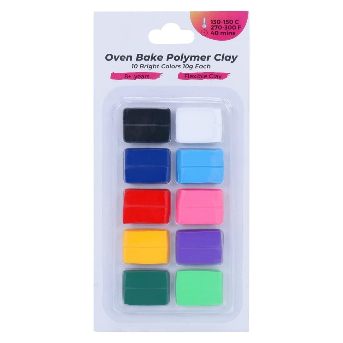 10 color polymer clay make and oven bake soft set for jewellery earrings making sculpting miniatures diy art non air dry plasticine pvc material beginner professional baking adults kids (bright)