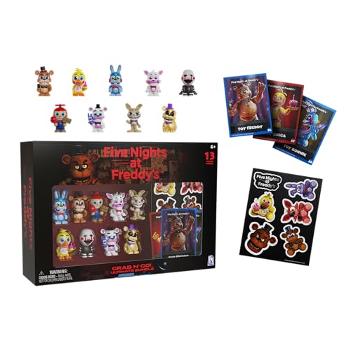 Five Nights At Freddys (FNAF) - Ultimate Grab N Go Bundle - Series 2 -Collectible Microfigures - Figure and Card Stand - Collectible Trading Cards - Sticker Sheet - Mini Toy Collector Set