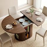 Kikihouse 43.3''–59'' Extendable Round Dining Table for 4–8, Walnut