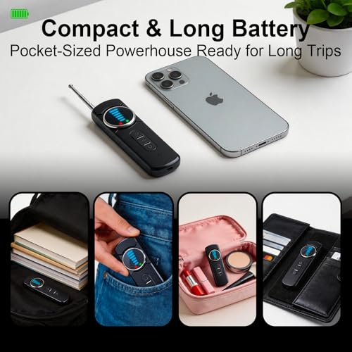 Hidden Camera Detector, AI Anti Spy Bug Detector with RF Signal Scanner, WiFi Finder, GPS Tracker Detector, Listening Device Finder, 6-in-1 Portable for Travel Hotel Bathroom Car Office (Black) by CoillBlow - Image 6