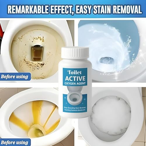 Image of Toilet Active Oxygen Agent - Powerful Toilet Bowl Cleaner Powder for Deep Descaling, Stain Removal & Odor Control | Foaming Toilet Cleaning Formula ((pack of 3))