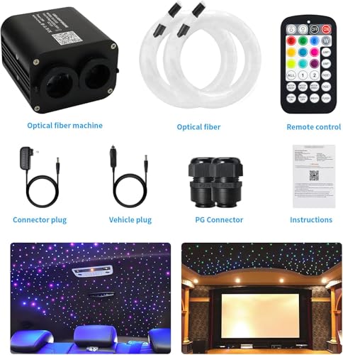 Image of AMKI Dual Color 20W Twinkle Starlight Headliner Kit 800pcs 0.03in 13.1ft Fiber Optic Star Ceiling Light Sound Activated Music Mode APP /Remote Control Dual Port Light Box for Car Home Roof Decor