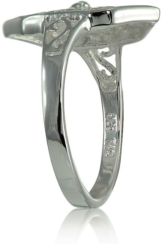 Hoops & Loops 925 Sterling Silver Filigree Scroll Geo Shape Statement Ring for Women Teen Girls, Silver, Yellow Gold, Rose Gold Size 5-10 - Image 3