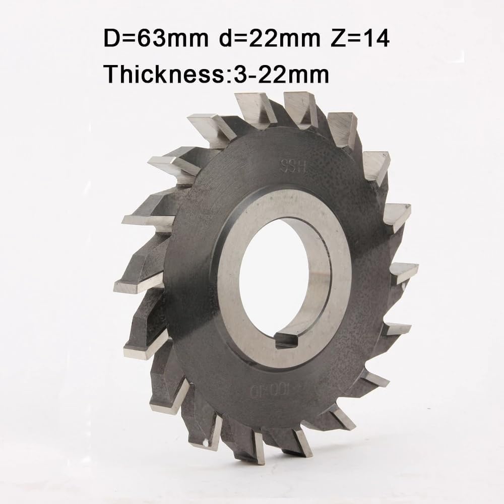 engranaje helicoidal, fresa de engranaje, Fresa de acero de alta velocidad M2 con tres dientes rectos for fresadora CNC en varios tamaños.(63x6x22mmx14)